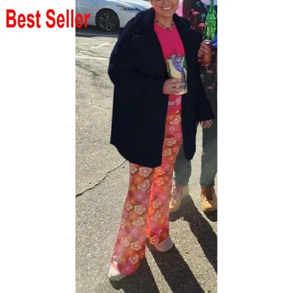 Oversized Faux Fur Coat Lapel Buttons Boyfriend Style Winter Warm Cozy Chic - Picture 4 of 5